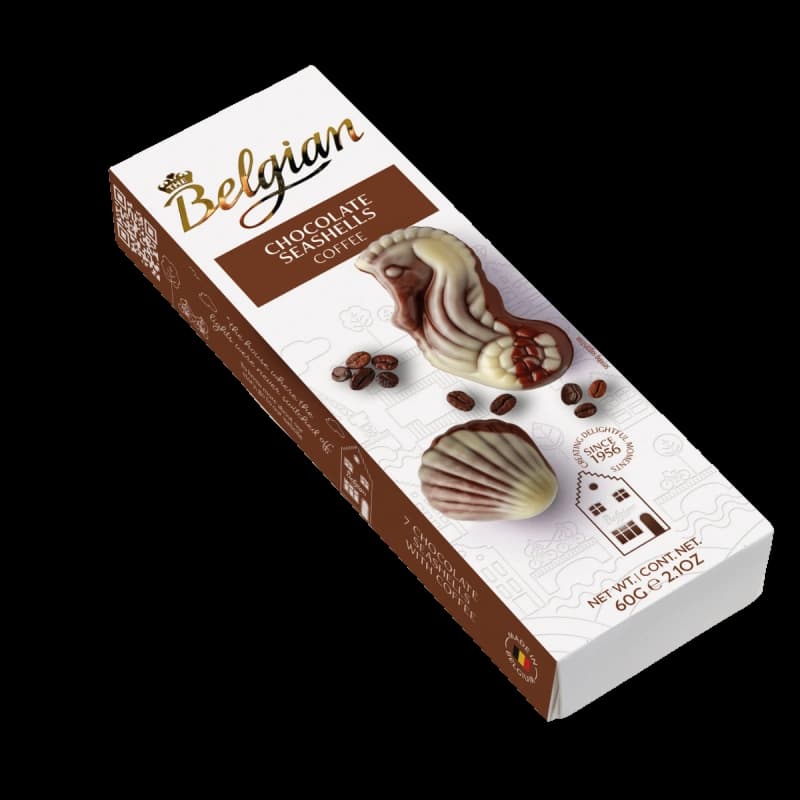 Bomboane de ciocolata The Belgian în forma de fructe de mare cu aroma de cafea
