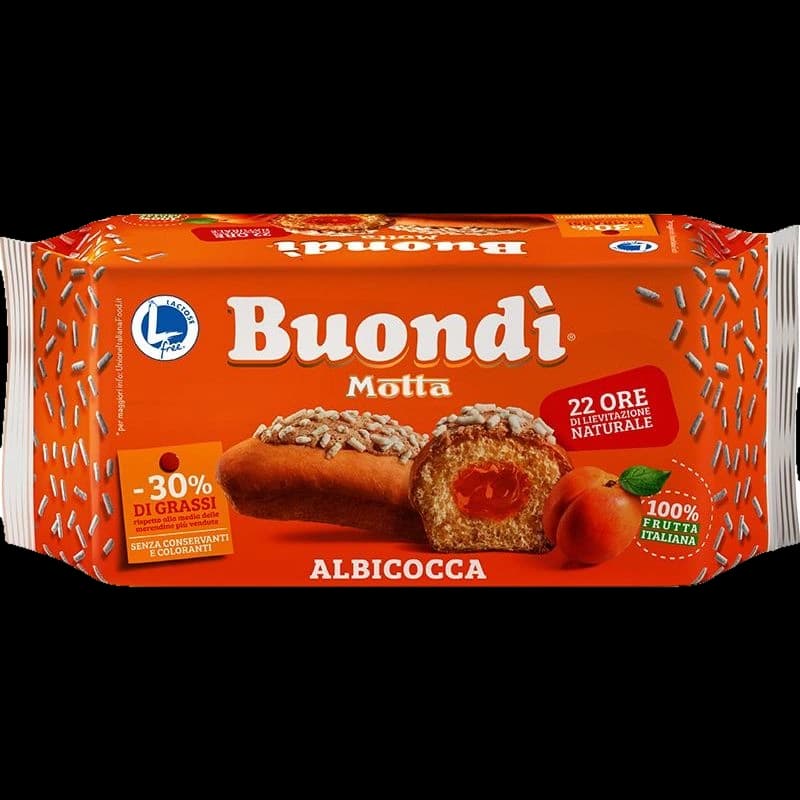 Prajiturică fără lactoză cu dulceață de caise Motta Buondi 298g- 6 buc